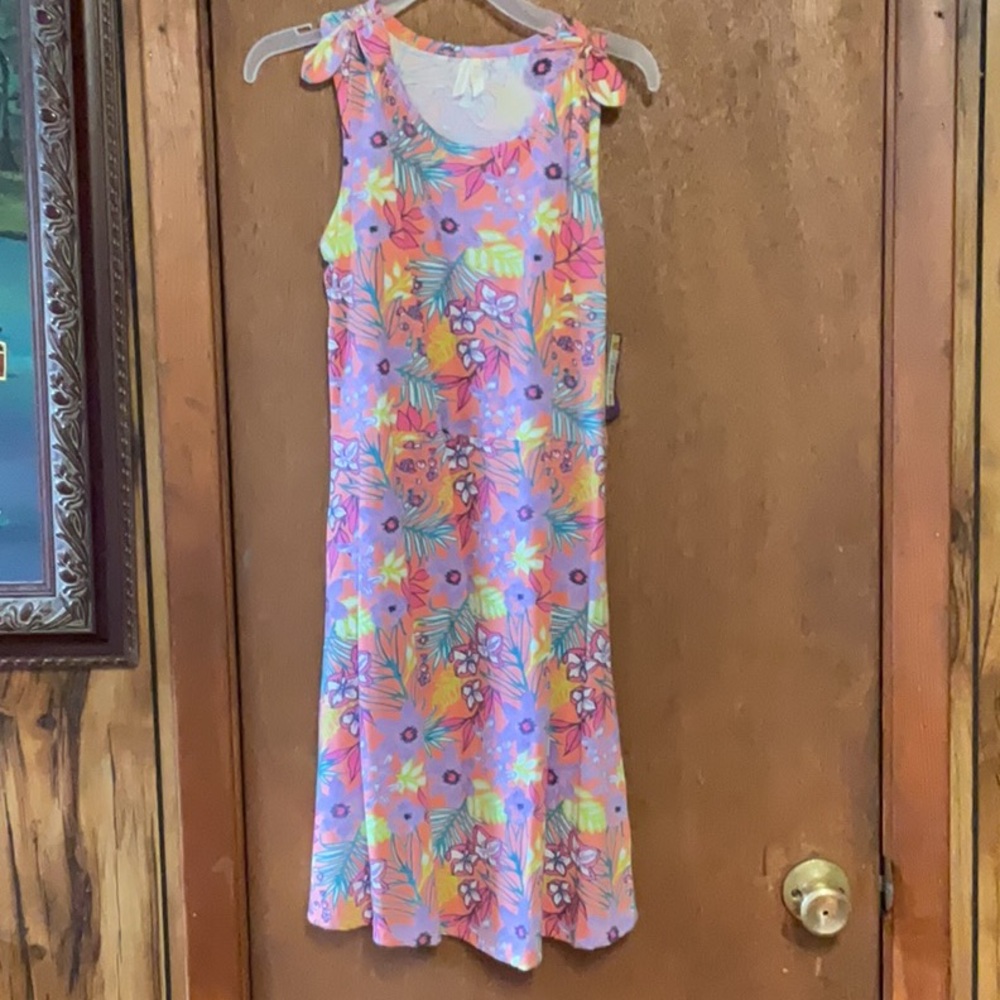Pink and Purple Sleeveless Scoop Neck Sundress